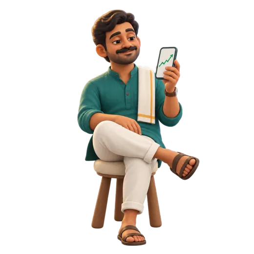 Clay figure of a shop owner checking profit on his phone